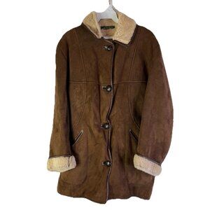 Vintage 90s Nurseys Leather Sheepskin Marlboro Coat Penny Lane